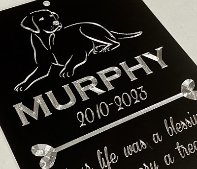 Diamond Etched Personalized Custom Dog Breed Memorial Grave Marker Sign 10x7