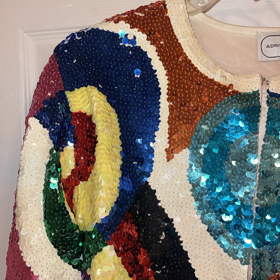 Chaqueta Blazer De Colección ADRIENNE VITTADINI Psicodélica Joya Cuentas Trofeo Declaración Foto 4 de 4