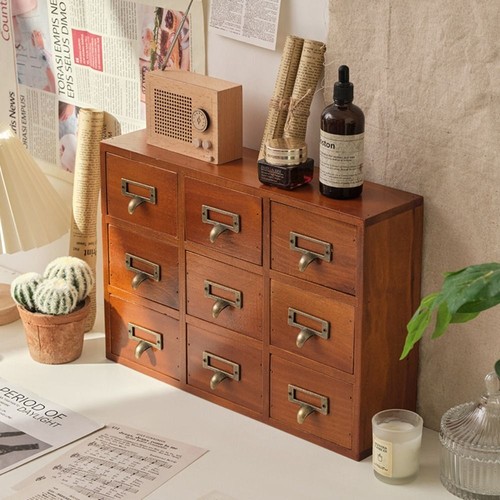Apothecary Cabinet Rack Desktop Cabinet Drawer Home Room Office New - Picture 5 of 6