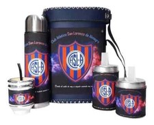 SAN LORENZO - JUEGO MATE con BOLSA Mate Bombilla Azúcar Cuenco Yerbera Termo Cubierta