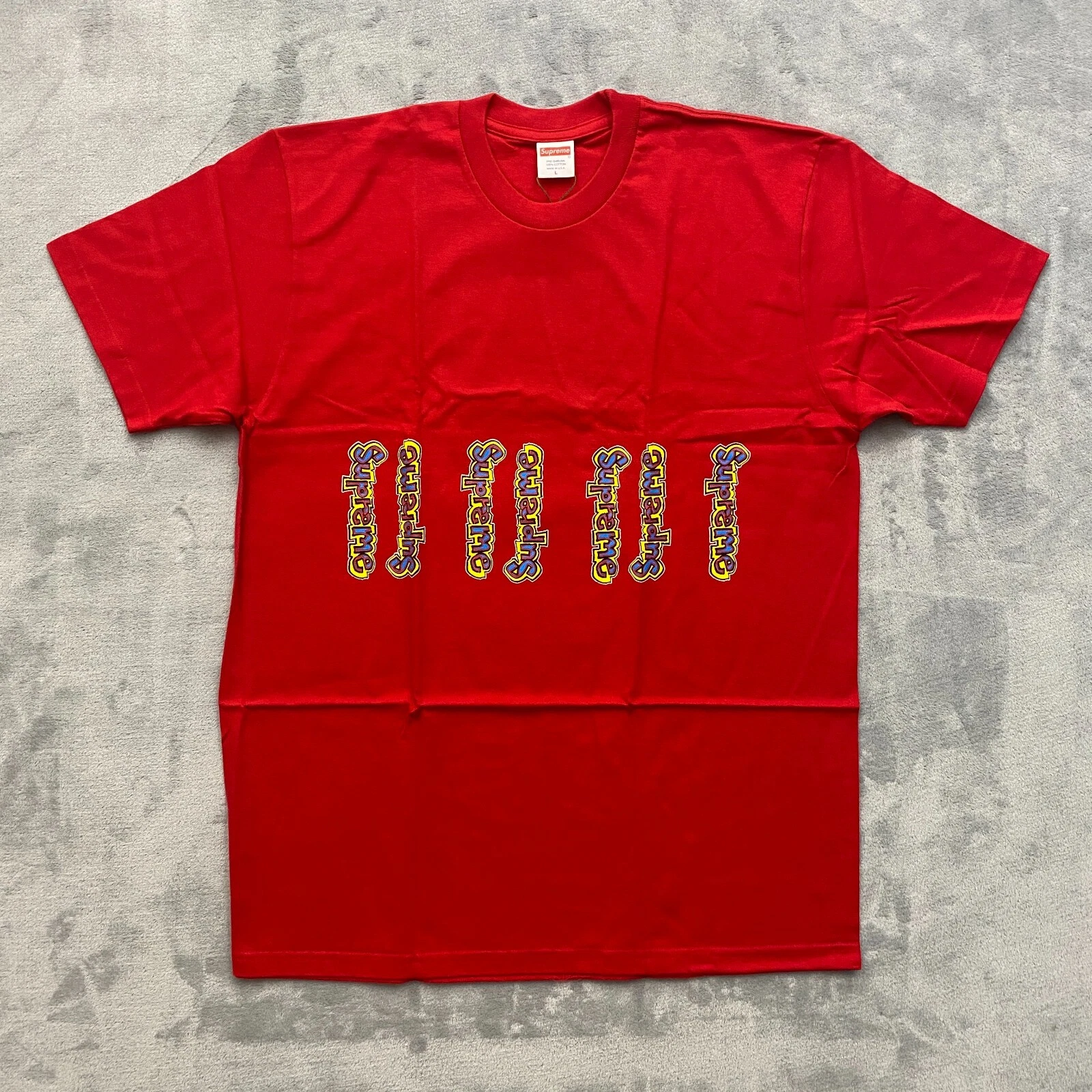 Supreme T shirt homme grand rouge manches courtes GONZ TEE Sideways logo épelé SS18