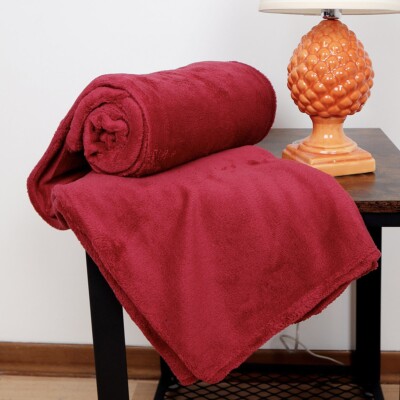 Plaid Coral Fleece aus weichem Polyester und unifarben leicht warm verschiedene Farben