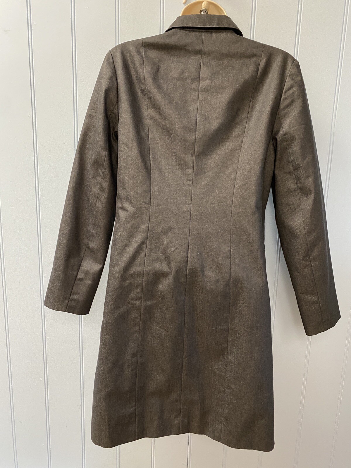 Halogen Button Closure Blue Lined Gray Trench Coa… - image 6