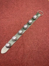 Belsnickel 26” 6 Bell Sleigh Bells Dark Green Leather Strap Christmas Bells