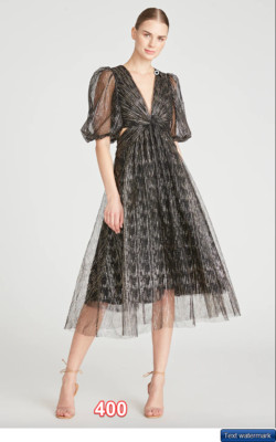 MONIQUE LHUILLIER 3/4 SLEEVE TULLE MIDI DRESS  BLACK  4 MONIQUE LHUILLIER Dress