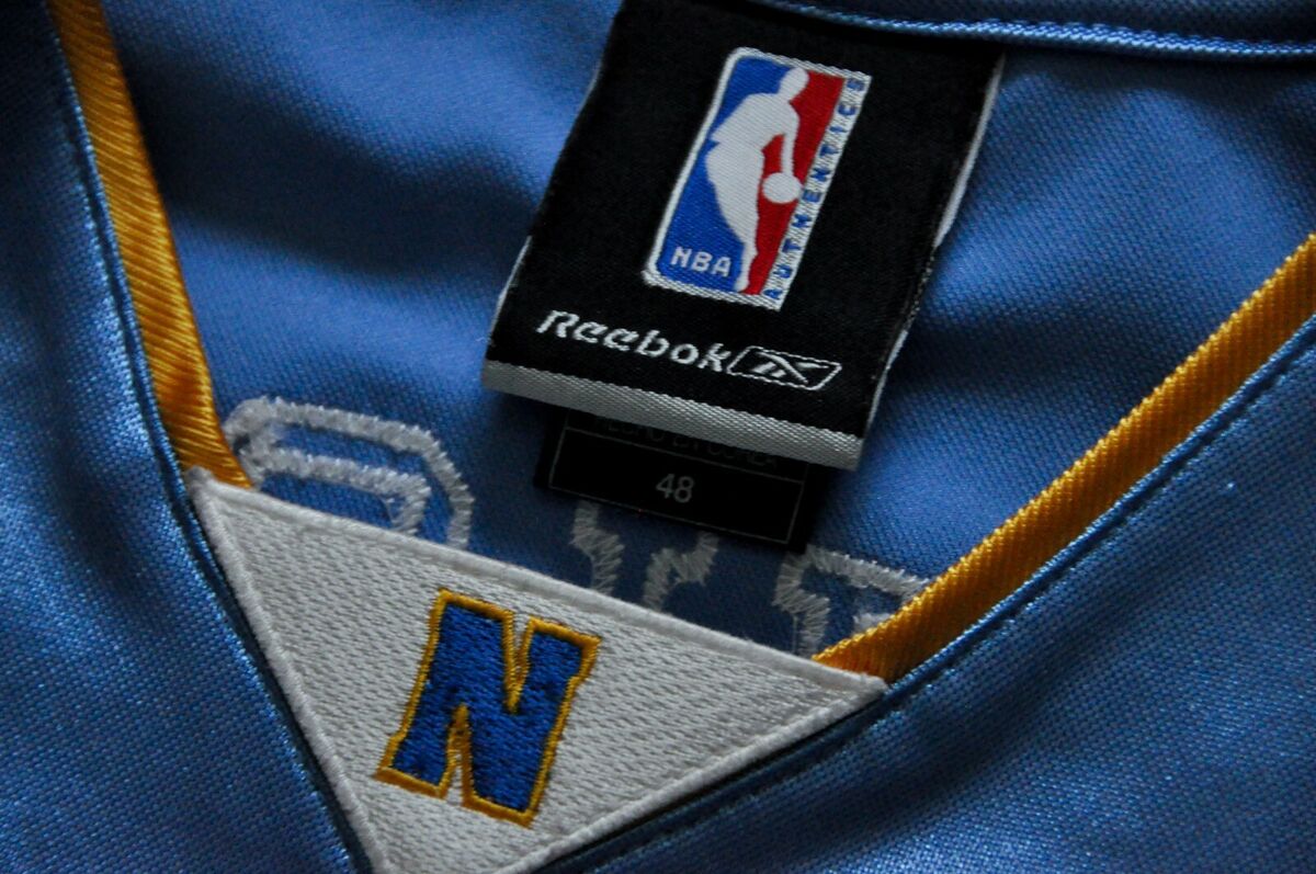 Vintage - Men - Reebok Carmelo Anthony Denver Nuggets Jersey - Light Blue /Gold/ White 2XL