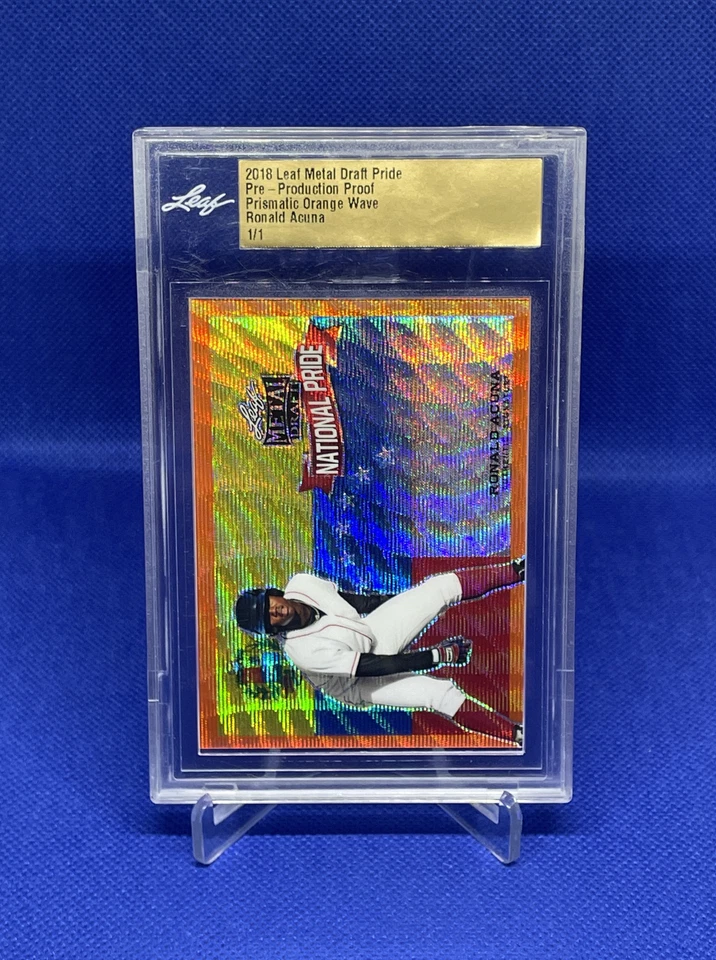 2018 Leaf Metal Ronald Acuna Jr National Pride Rookie Production Proof RC 1/1 - Image 2 of 3
