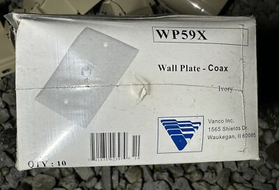 COAX WALL PLATE VANCO WP59X Coax Wall Plate *NEW, NEVER OPEN* Box of 10, Ivory