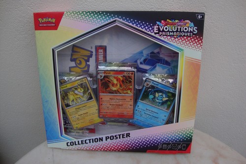 JCC Pokémon – Collection Poster Écarlate & Violet : Évolutions Prismatiques – 3 Boosters + 3 Promos Brillantes