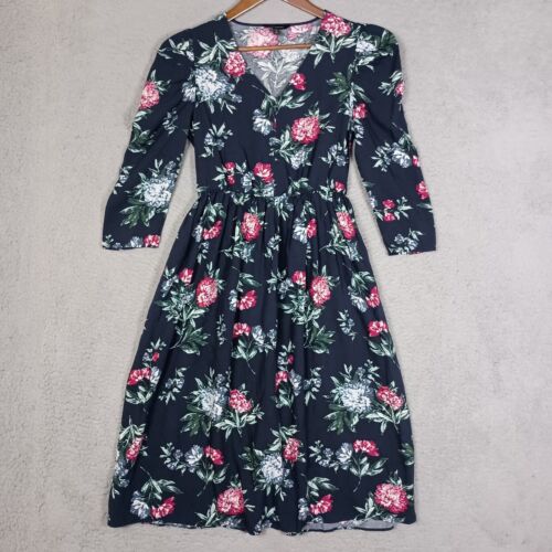 Banana Republic Dress Women's Small Petite Navy Floral Fit & Flare Cottage Core