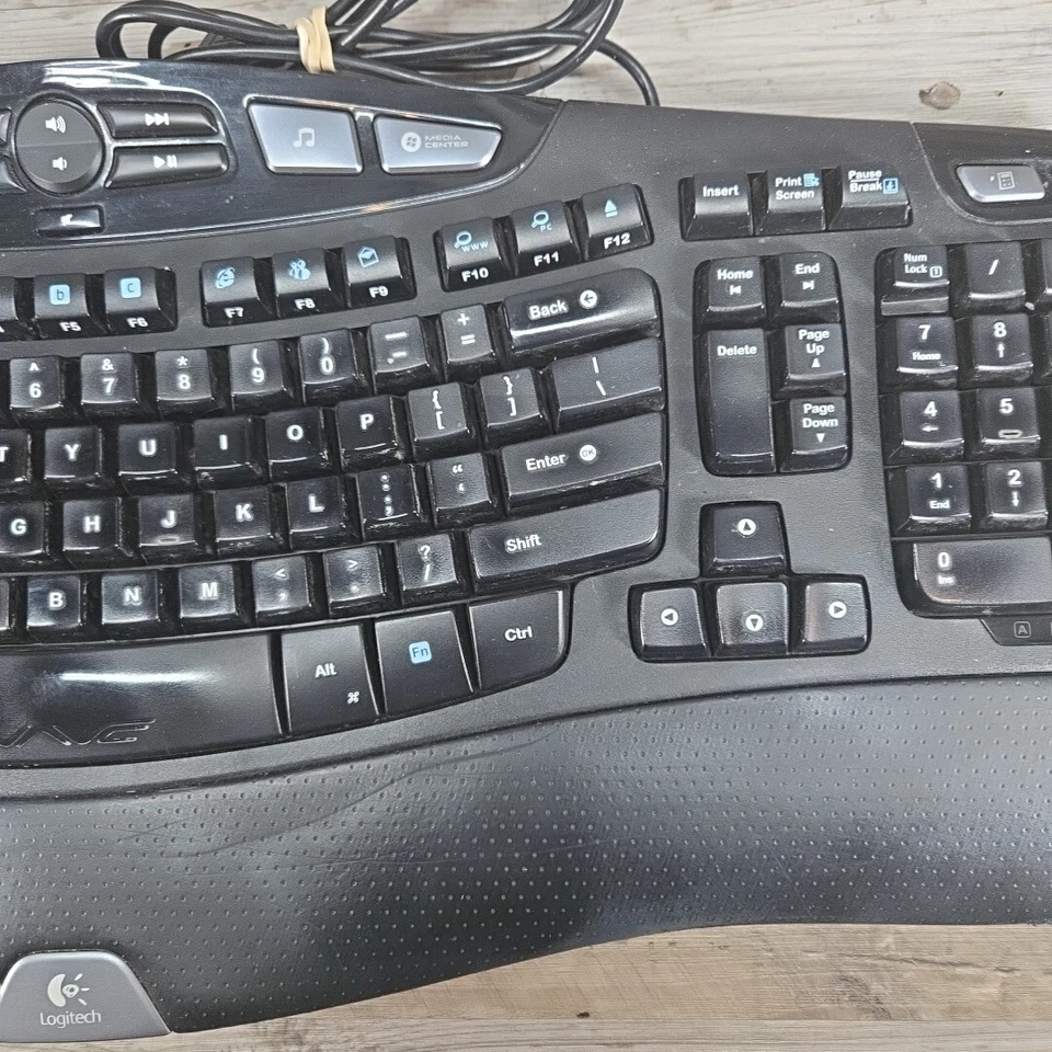 Logitech Wave Y-UV90 Ergonomic Wired Corded USB Multimedia Keyboard - Image 3 of 4