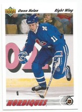 OWEN NOLAN 1991-92 UPPER DECK CARD NEAR MINT+ CONDITION