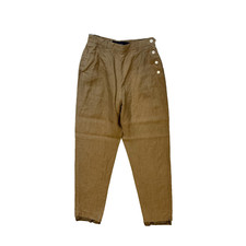 Ralph Lauren Vintage Purple Label Women Size 8 Button Linen Pants Light Brown