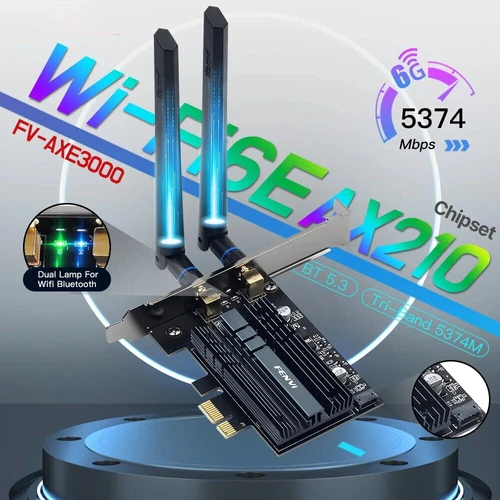WiFi 6E AX210 Wireless PCIE Adapter Tri Band Wi-Fi Card For PC Windows10/11