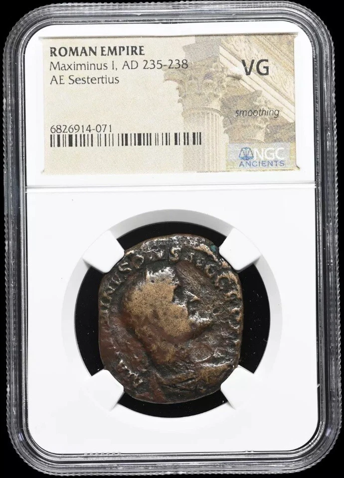 Maximinus I Thrax 235-238 AD, Roman Empire AE Sestertius Bronze Coin, NGC RARE - Image 2 of 4
