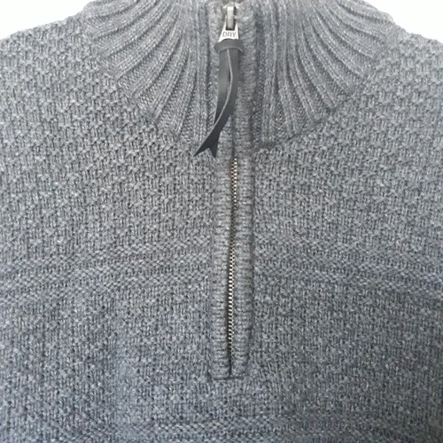 Superdry Herren Pullover Zopfmuster 1/4 Reißverschluss 2XL Grau Wollmischung Outdoor - Bild 3 von 8