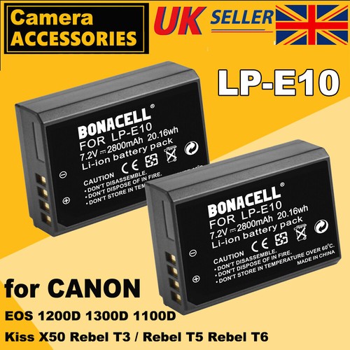 2x LPE10 Battery For Canon EOS 1500D 1300D 1100D 2000D 4000D Kiss X50