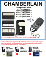 For CHAMBERLAIN LIFTMASTER 4330E, 4332E, 4333E, 4335E Remote Control 433.92MHz.