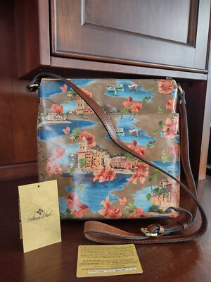 Patricia Nash Amerie Leather Crossbody Bag French Riviera Print NWT & Card 