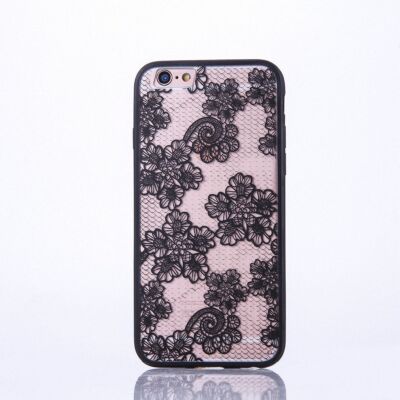 Apple iPhone 7 Handy Hülle Mandala Case Schutzhülle Cover Motiv Blüten Schwarz