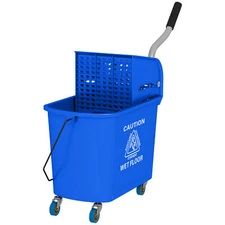 Mop Bucket with Wringer on Wheels for Floor Cleaning Separate Dirty Clean Water