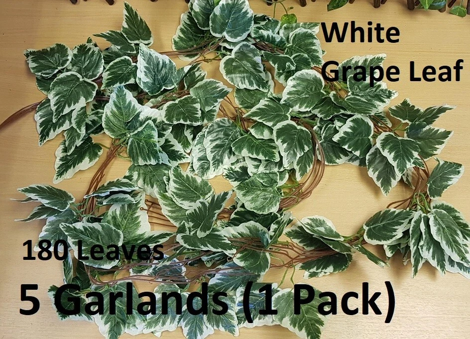Artificial Trailing Ivy Garland Vine Plants Leaf Leaves Foliage White Grape Leaf - Image 2 of 4