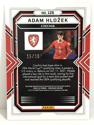 Evraak 1st EP 100枚限定 2022-23 Panini Obsidian - Adam Hlozek #126 Electric Etch Red