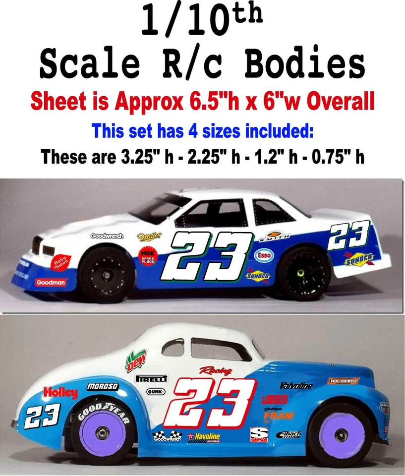 WHITE w/RED (#5's) Racing Numbers Decal Sticker Sheet 1/8-1/10-1/12 RC LOSI- - Image 3 of 4