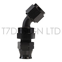 AN -6 (AN6 AN06 6AN) 3/8'' Hardline 45 Degree Female Swivel Seal Fitting Black