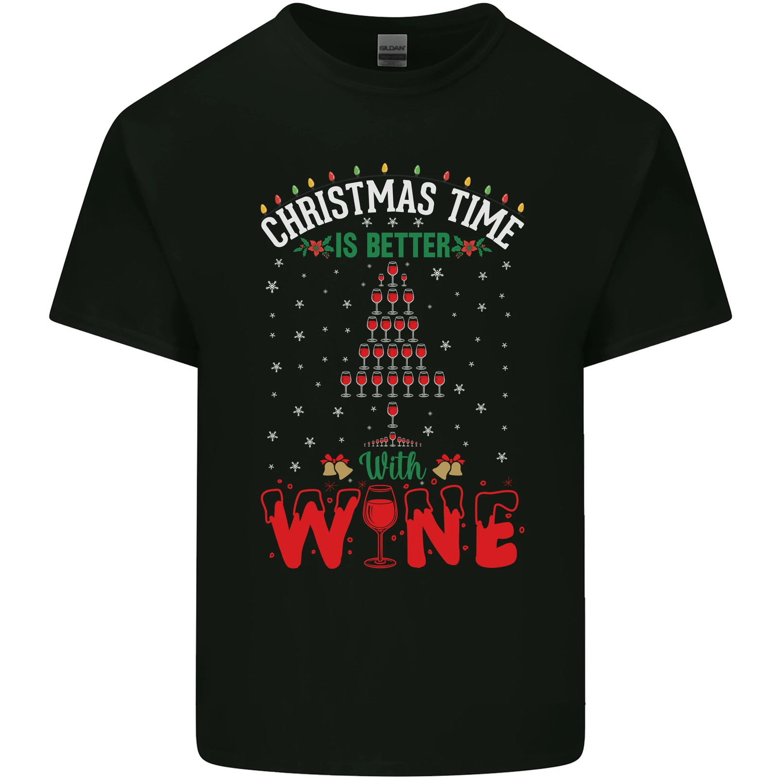 Navidad Mejor Con Vino Divertido Alcohol Camiseta De Algodón Para Hombre