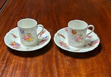 Set of 2 Antique Coalport Demitasse China Cups and Saucers, England