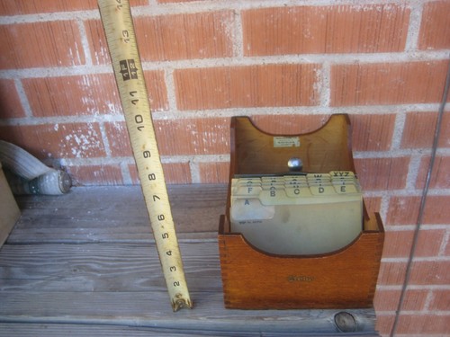 1940s Vintage 4" x 6" Card GLOBE *** Medium Size Wood Recipe File Index Box USA