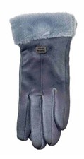 WOMEN  S FASHION GLOVES DARK GRAY SUEDE TEXTURE FAUX FUR LINED MEDIUM BRAND NEW