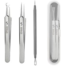 Blackhead Tweezers, Milia Remover, Pimple Popper Tool,Ingrown Hair Tweezers,