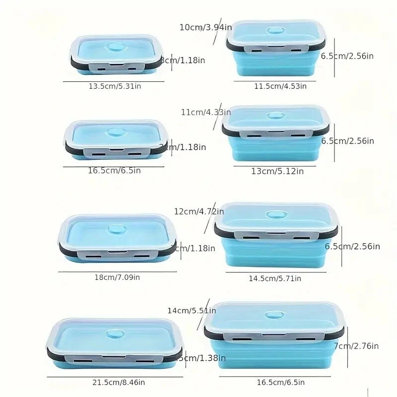 Collapsible Silicone Food Storage Containers Foldable Lunch Box, Set of 4 - Image 3 of 4