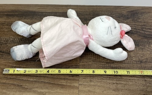 Carters Pink And White 10" Bunny Rabbit Beanbag Plush Slippers Dance - Picture 4 of 4