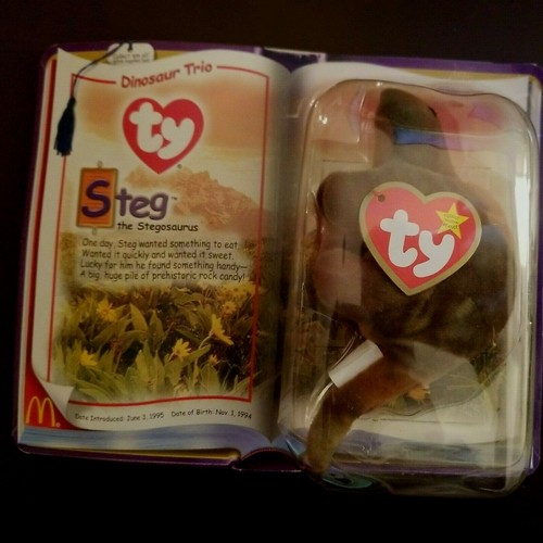 McDONALD'S TY TEENIE BEANIE BABIES--2000--DINOSAUR TRIO SET Rex Steg Bronty - Picture 2 of 7