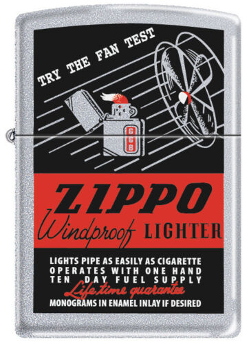 Zippo THE FAN TEST Satin Chrome Windproof Lighter Windy Girl RARE HARD TO FIND - Picture 1 of 1