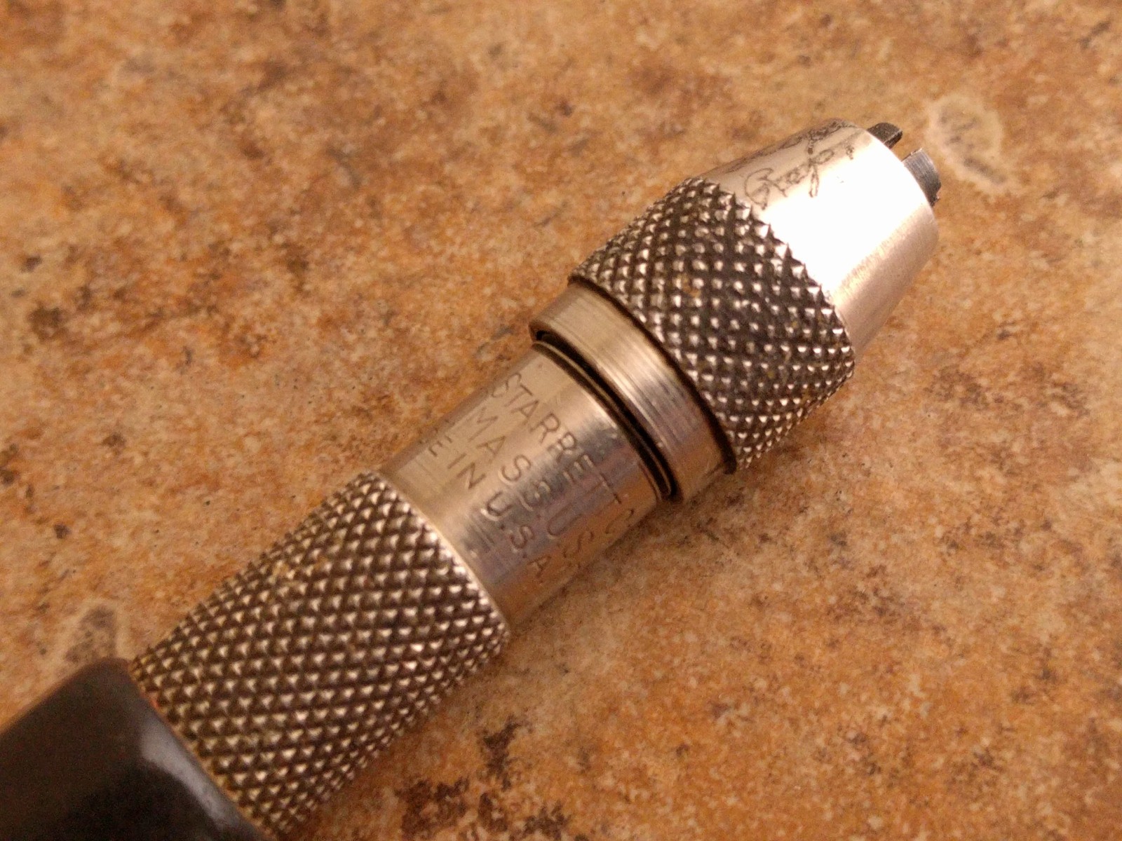 Vintage Starrett Pin Vise Black Handle No.C Octagon Hollow Handle