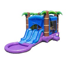 HeroKiddo Forest Kids Inflatable Bounce House Water Slide Combo w/ Pool Blower