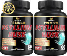 (2 Packs) Premium Psyllium Husk Capsules - 4 Months Supply - Ginger, Fenugreek,