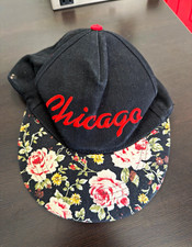 Chicago Snapback Hat Black/Red Floral Brim Ad...