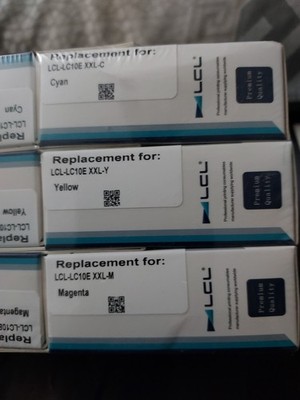 2 PACK LCL-LC10E XXL-C XXL-Y XXL-M Ink Cartridges Cyan, Magenta, & Yellow 