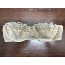Vintage Maidenform Chantilly Size 36B Nude Lace Strapless Underwire Bra 7345