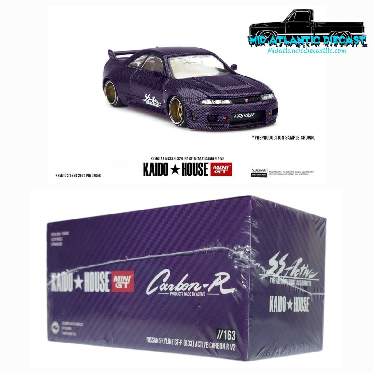 KHMG163 TSM MINI-GT 1 64 Nissan Skyline GT-R R33 Active Carbon R