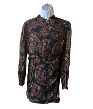 Farm Rio Butterfly Sky Mini Dress Black Long Sleeve Whimsigoth Boho Sz Large
