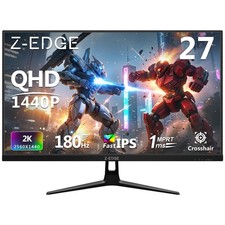 Z-EDGE 27" 2K 2560x1440 180Hz 1ms FreeSync HDMI DP Flat Panel IPS Gaming Monitor