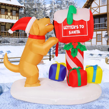 5FT Christmas Inflatables Dog Mailbox Gift Yard Decor with Leds
