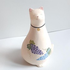 Kyo Ceramic Cat Doll Grape Fruit Animal Decor Used, Wear, Discoloration