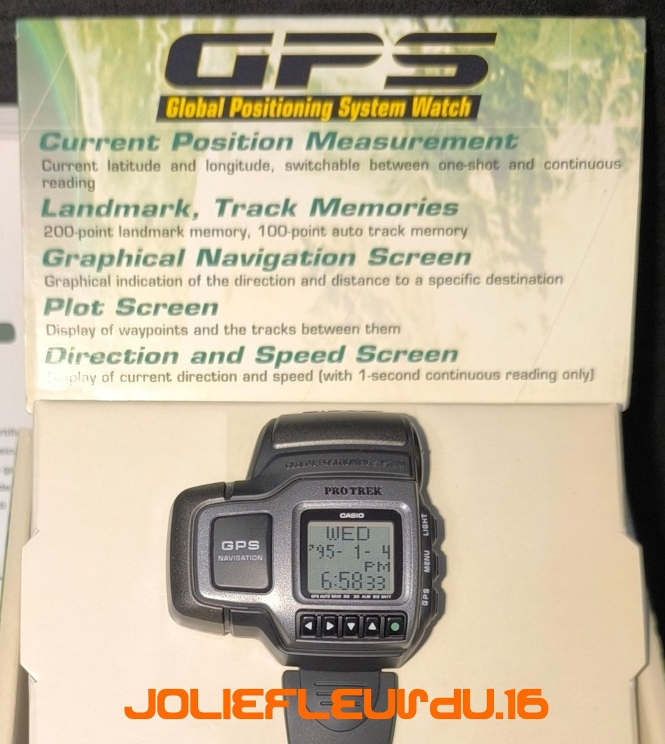 Montre GPS Casio PRT-1 Pro Trek vintage avec navigation satellite et boussole